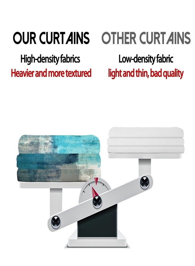 MCALK Turquoise Blackout Kitchen Curtains Tiers and Valances Set 3 Piece for Windows Grey Kitchen Window Curtains Set,Modern Abstract Art Valances for Living Room(36" Tiers Set) - Image 3